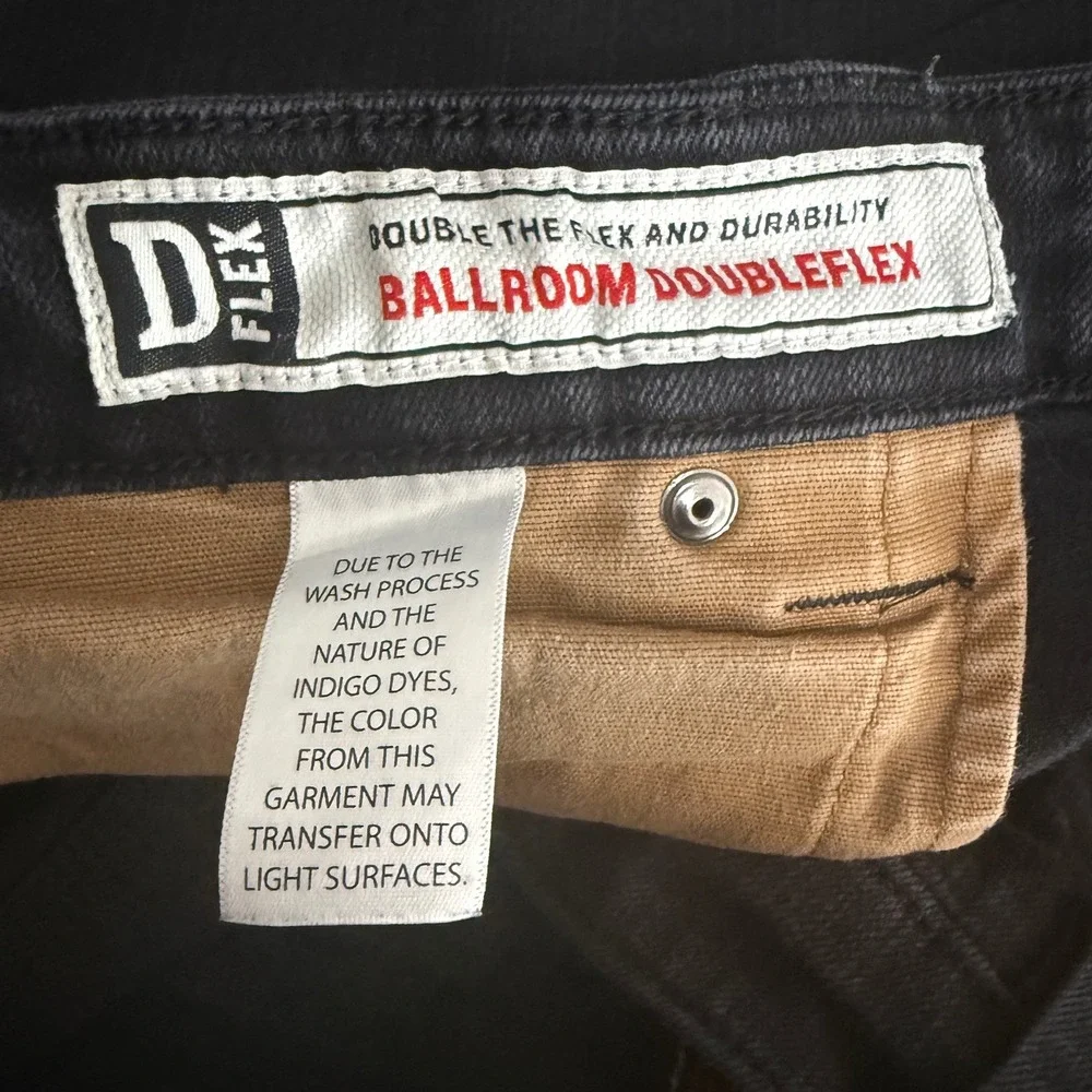 Duluth Trading Co Mens Ballroom DoubleFlex Jeans Black Standard Fit 38x34